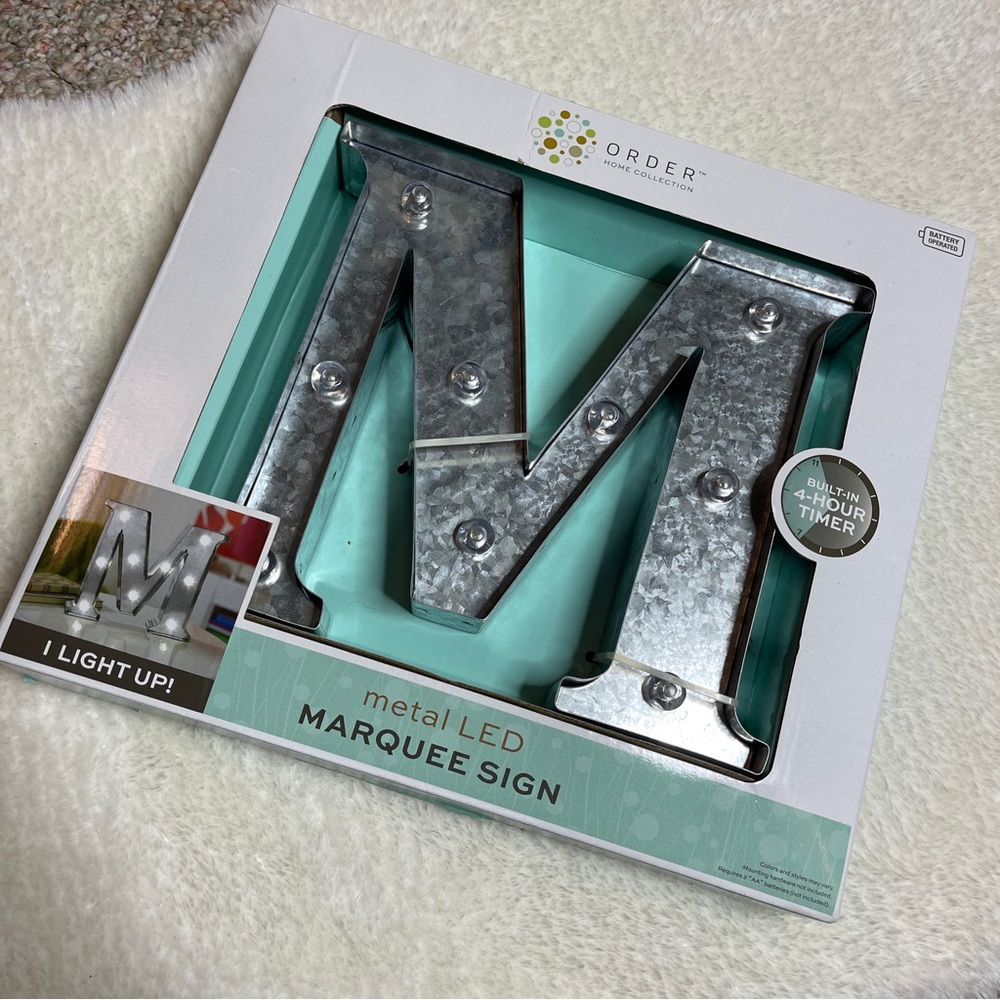 Home Collection “M” Marquee Metal LED Sign - Picture 2 of 16